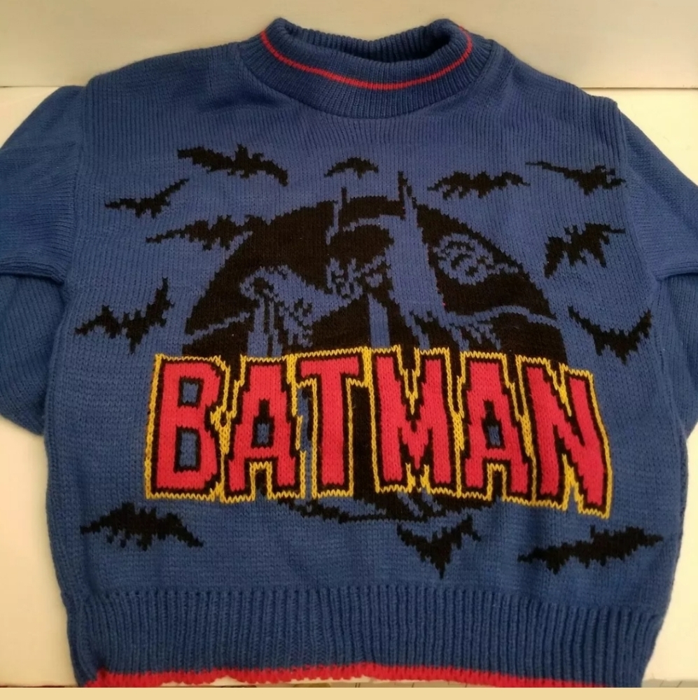 Vintage 80s Made in USA S Kids Batman Sweater